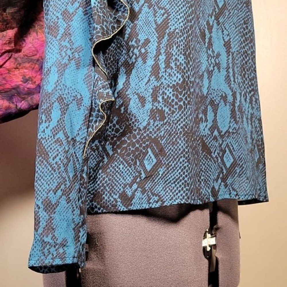 Thalia Sodi Snake-Print Ruffled-Sleeve Top Sz S - Picture 7 of 13